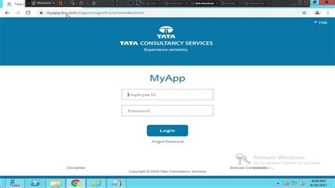 Cannot complete your request. . Myapps tcs
